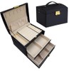 White Leather Jewelry Storage Box with Three Layers and Removable