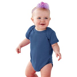 RABBIT SKINS Baby Soft Fine Jersey Short Sleeve Bodysuit (4424) Indigo, 12M