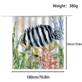 FAIRYGATE Extra Long Shower Curtain Under Ocean Fish Anti Mould Fabric Waterproof Bath Curtains for Bathroom Bathtub B9322