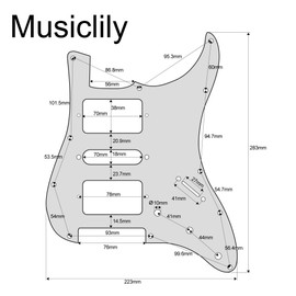 Musiclily Pro 11 Hole HSH Guitar Strat Pickguard Humbucker for Fender American/Mexican Standard Stratocaster Modern Style, 4Ply Black Pearl