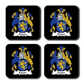 Evans Coat of Arms/Family Crest Coaster Set, by Carpe Diem Designs – Made in the U.S.A.