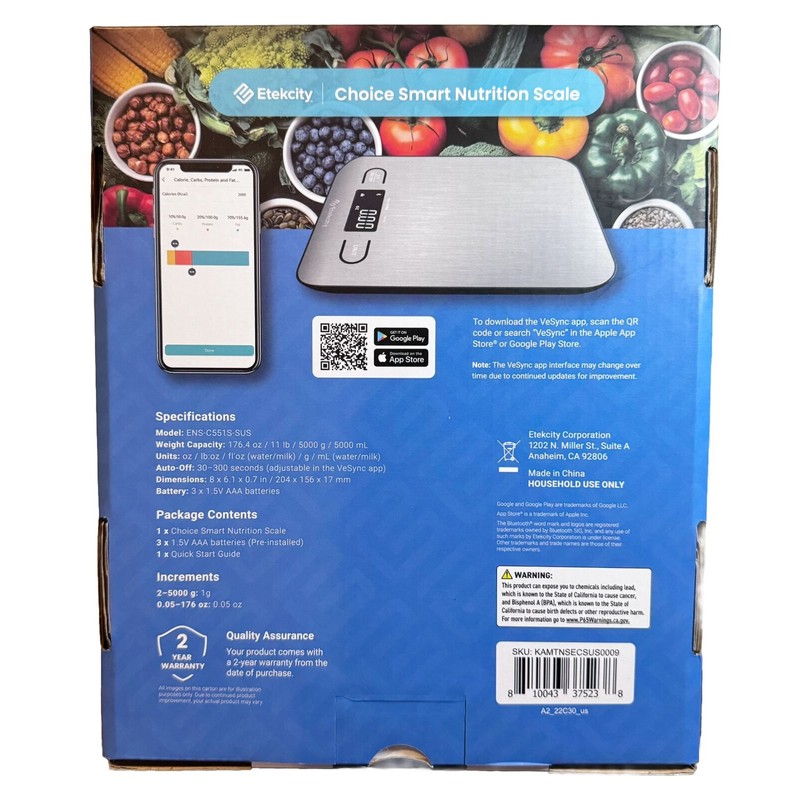 Etekcity Kitchen Scale, Digital Grams/Ounces/W