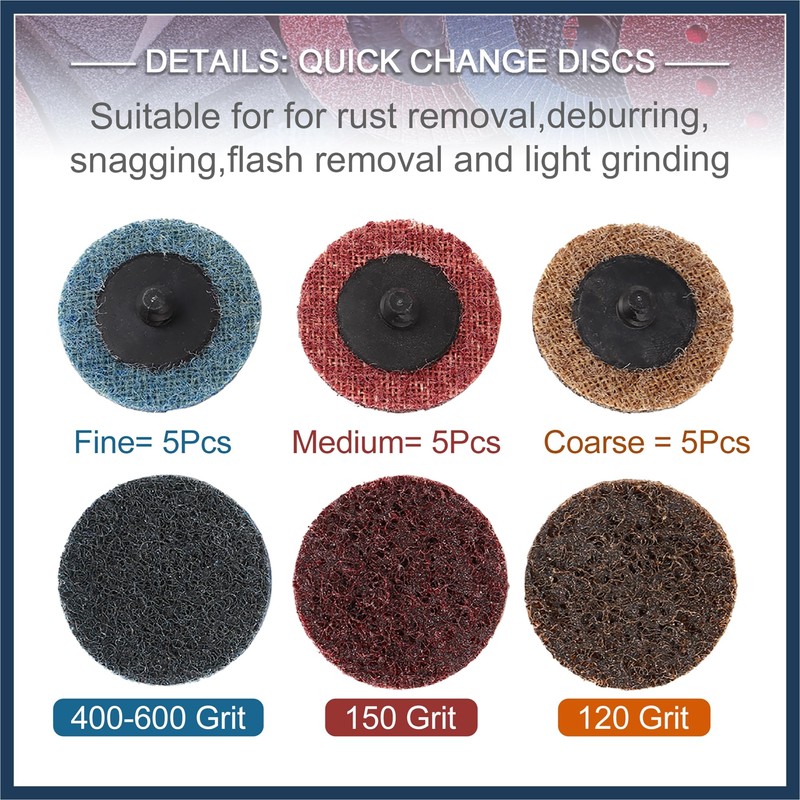 INFINAUTO 42 Pcs Sanding Discs Nylon Roll Lock Surface Coarse