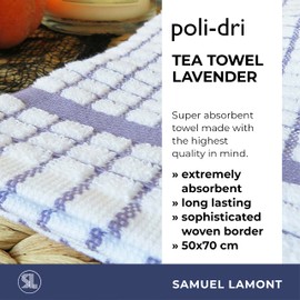Samuel Lamont & Sons Poli-Dri Geschirrtuch, Lavendel, Größe 50 x 70 cm, 100% Baumwoll-Frottee, Ultra-saugfähiges und superweiches Küchentuch, maschinenwaschbar, Lila, Einheitsgröße