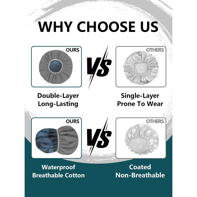 Years calm Men Shower Cap Reusable Waterproof, Dual-Layer Design, Double-Sided