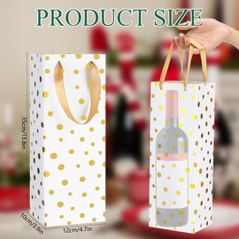 24 Pcs Christmas Wine Gift Bag for Wine Bottles with Handle, Reusable Gold Foil Wine Bags Champagne Gift Bags Bulk Single Bottle Paper Tote for Christmas Thanksgiving Anniversary Wedding, 6 Designs