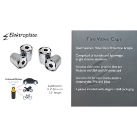 Elektroplate Soccer Ball Bright Chrome Aluminum Tire Valve Stem Caps | Universal Fit for Cars, Bikes, Trucks, RVs, Motorcycles, Trailers (Pack of 4)