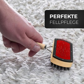 Naturasan Heavy Duty Sheepskin/Lambskin Rug Brush, Deshedding Tool & Pet Grooming Brush for Cats & Dogs