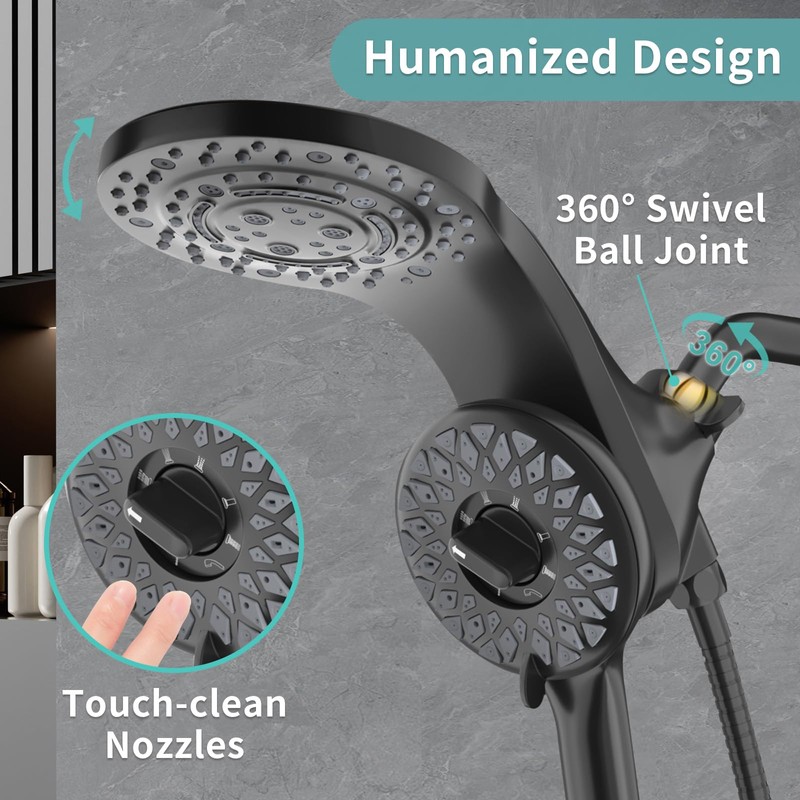 EAARSUO Magnetic Large Rain Shower Head with Handheld Spray, High