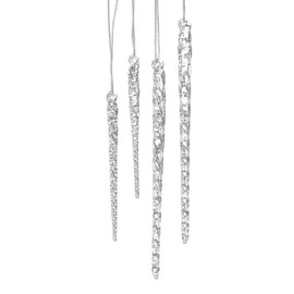 Kurt Adler 3-1/2-Inch-5-1/2-Inch Clear Glass Icicle Ornament Set of 24 Pieces (4)