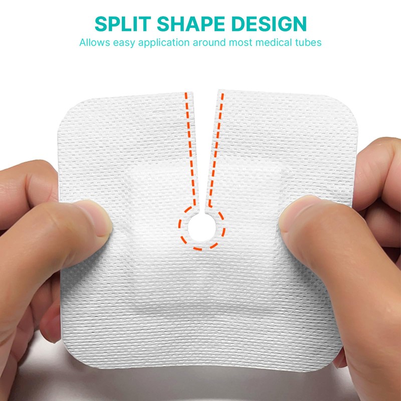 Split Drain Adhesive Bandages 4" x 4" Pre-Cut for Feeding