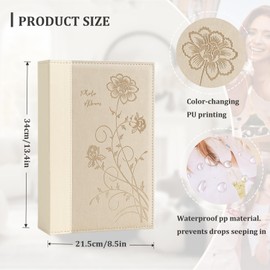 Miaikoe Photo Album 6x4 300 Photos Slip in, Extra Large Capacity Leather Cover Wedding Family Picture Albums Holds 300 Horizontal 10x15cm Landscape Photos(Beige)