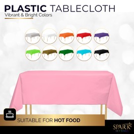 Amcrate Pink Plastic Tablecloth Disposable, 2 Pack Premium Tablecloths for Rectangle Tables 54 inch. x 108 inch. Fits Tables Up to 8 Feet, Plastic Table Cloth for Party, Wedding, Holidays