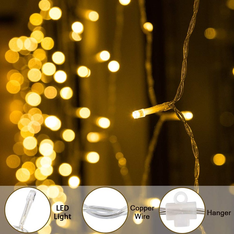 BLOOMWIN Light curtain star light chain curtain, USB 8 modes,