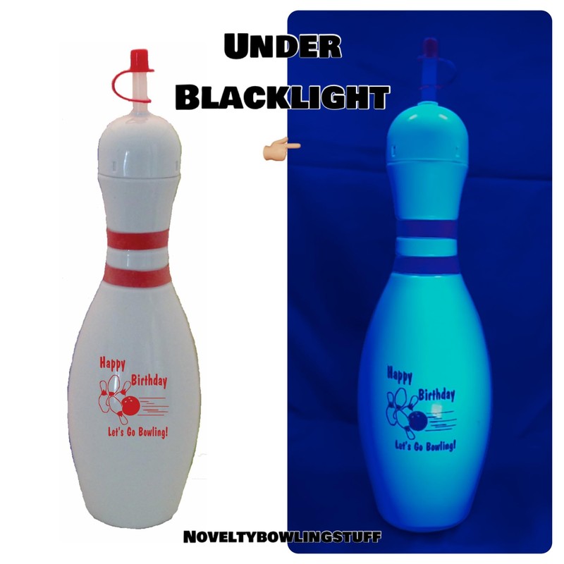 Large Bowling Pin Water Bottle - 32 ounce (White Birthday)