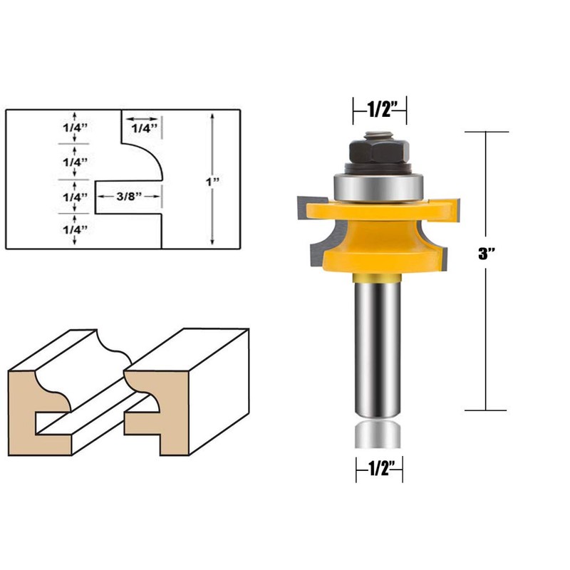 LEATBUY 3 PCS Router Bit Set 1/2-Inch Shank, Tongue Groove