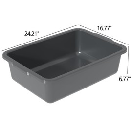 Qqbine 35 Quart Commercial Bus Tubs, Plastic Bus Box Dish Pan Basin, Gray, 4 Packs