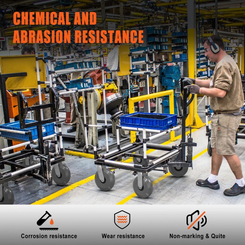 Syrantion 4 Inch Crowned Solid Polyurethane Heavy Duty Casters ,Capacity1500-