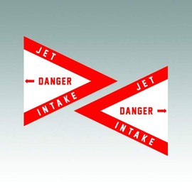Pair Jet Intake Danger Sticker - Die Cut - Decal - RDW warning air force f16 10.40" x 10.00"
