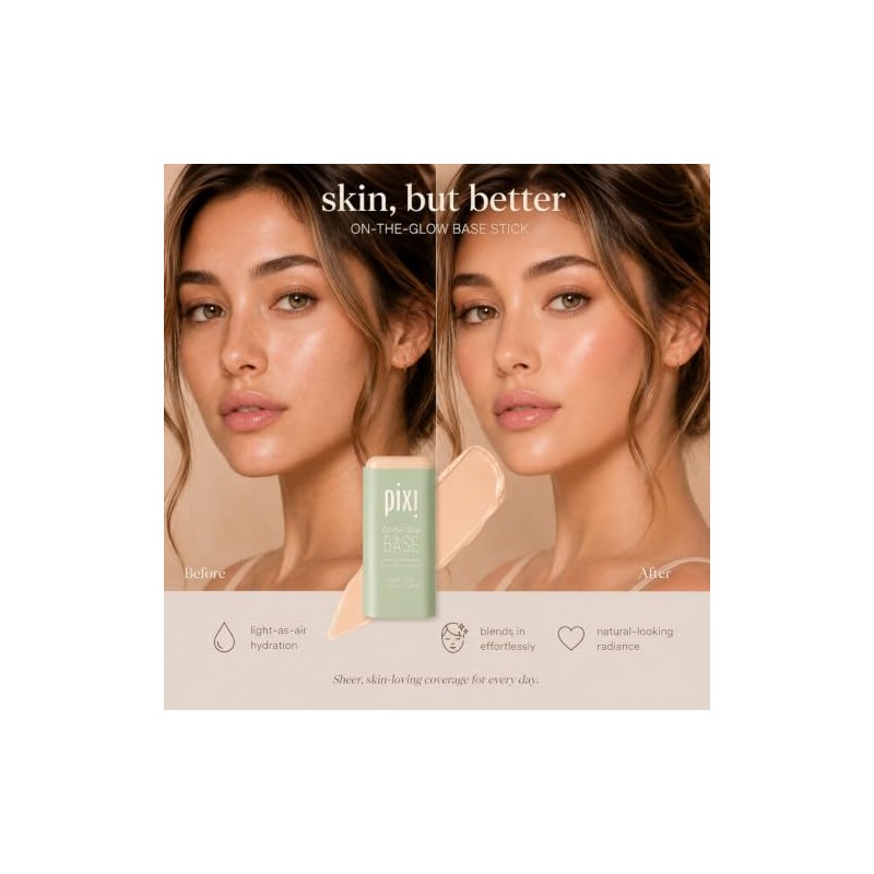 Pixi Beauty Base Humectante en Barra On-The-Glow, Tono Crema, 19g