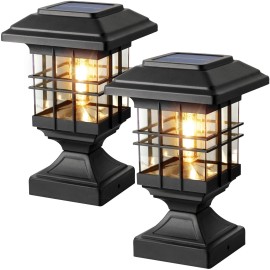 Lffital Solar Post Lights Outdoor Solar Cap Lights Deck Fence Cap for 4x4 5x5...