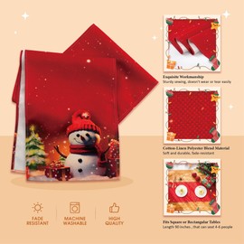 MUWOOB Christmas Table Runner, 90 inches Long Snowman Trees Snowflakes Seasonal Winter Xmas Holiday Kitchen Dining Table Decoration for Indoor Outdoor Home Party Decor