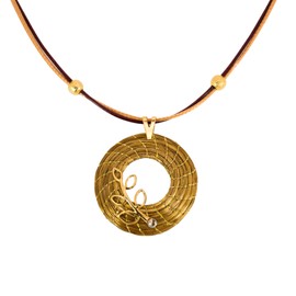 Open Mandala Necklace 3 cm Vegetable Gold with Branch