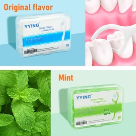 YYING Dental Floss Picks 50 Count Extra Strong Flosser Pick Professional Tooth Picks Flossers for Adults Provide a Deep Cleaning with Portable Case
