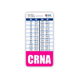 CRNA Badge Buddy Vertical w/Height & Weight Conversion Charts (Standard, Pink)