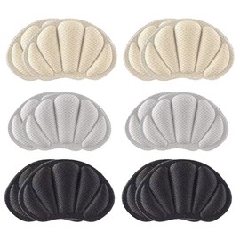 COYUN 6 Paar Fersenpolster, Fersenschutz FüR Schuhe, Fersenpolster FüR Zu GroßE Schuhe, Fersenschuhpolster FüR Damen Herren Fersengriff FüR Schuhe, Fersenpads-Schwarz, Grau