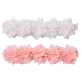 WeddHuis Baby Girl Headband Flowers Princess Hair Accessories for Newborn and Children (White, Pink)