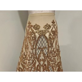 wowfabric4less123 GOLD BLACK 4way stretch sequin Lace fabric 50” Width Sold By The Yard