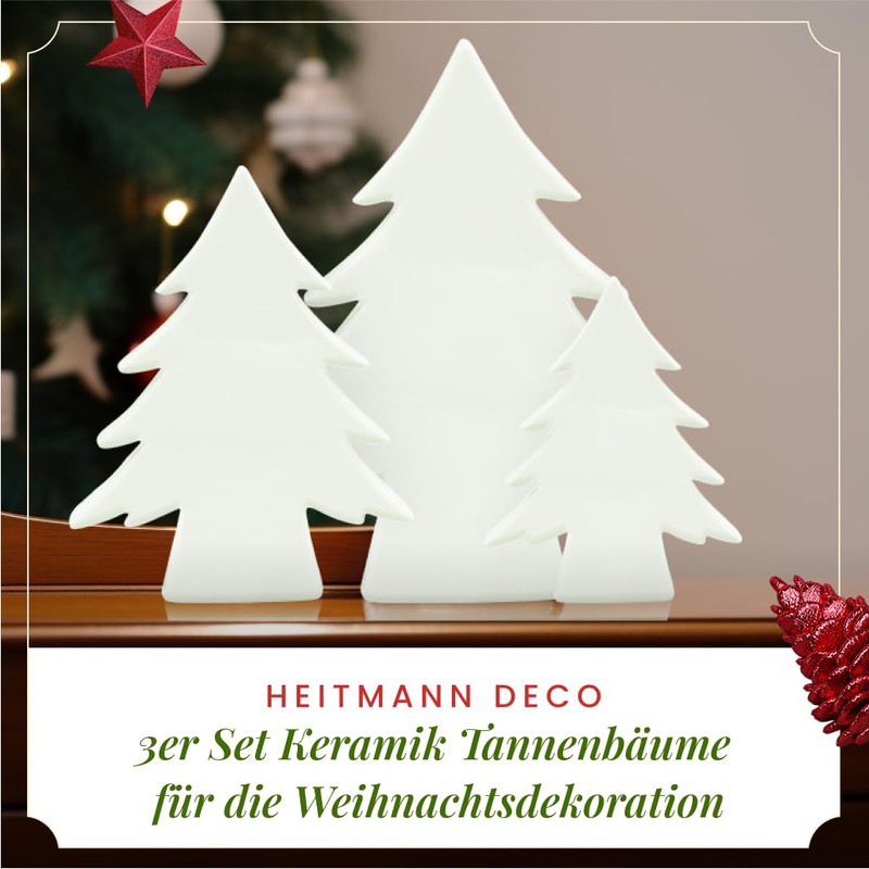 HEITMANN DECO Ceramic Christmas Tree Set of 3 White