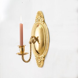 Solid Brass Wall Sconce Candle Holder 9 1/8 Inches H Victorian Vintage Style Decorative Candlestick Holders with Mounting Hardware Antique Wall Mounted Art | Renovators Supply Manufacturing