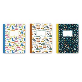 dabelino® Set of 3 notebooks A5 for children/boys: lined (dinosaurs, cars/vehicles, space/space) - homework book, writing book, gift for school enrolment, school cone filling