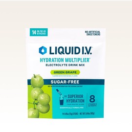 Liquid I.V. Sugar-Free Hydration Multiplier - Green Grape - Hydration Powder Packets | Electrolyte Powder Drink Mix | Convenient Single-Serving Sticks | Non-GMO | 1 Pack (14 Servings)