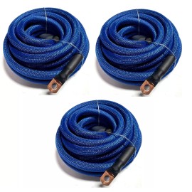 225FWY BIG 3 Upgraded BLUE 1/0 AWG Gauge Copper Snakeskin Cable Alternator Wire