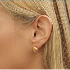 Gold Love Knot Earrings for Women | Barzel 18K Gold Plated Woven Love Knot Stud Earrings 10mm For Women - Made In Brazil (Gold)