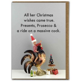 Bold & Bright - Hilariously Funny Christmas Cards - 'Christmas Cockride' - Rude Cheeky Xmas Cards - For Her Ladies Women Friends - Sold by Brainbox Candy