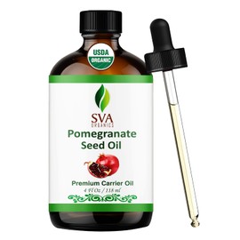 SVA Organics Aceite de semilla de granada, 4 onzas, prensado en frío, sin refinar, aceite portador para cara, piel, cabello, difusor, masaje corporal y cuidado de uñas
