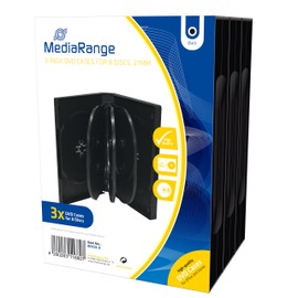 MEDIARANGE box35-8 Optical Case Optical Disk Drive Caddy Double 8disques Case in Black (Double, 8 Pads, Black, Plastic, 120 mm; Dust resistant; Scratch resistant)