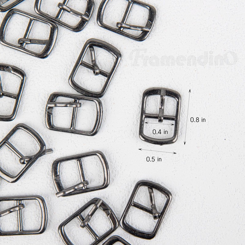 Framendino, 20 Pack Black Rectangular Metallic Single Prong Pin Shoes