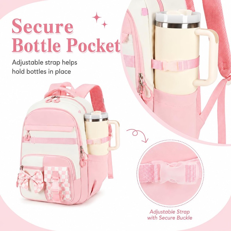 CAMTOP Girls Backpack with Lunch Box & Pencil Case Set,