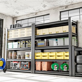 5 Tier Heavy Duty Metal Garage Shelving Unit, Industrial Storage Shelf for Garage, Utility, and Industrial Use - Metal Storage Shelf Organizer, Durable Garage Storage Shelving 24" D x48" W x72" H