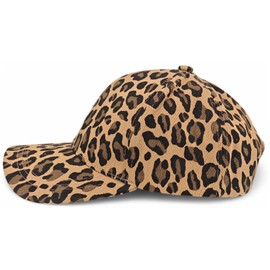 styleBREAKER Women's Baseball Cap with Leopard Pattern, Adjustable, 6-Panel Cotton Baseball Cap with Curved Peak, Breathable Animal Print Cap for Leisure, Sports, Summer, brown, Unit size