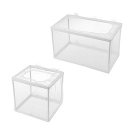AIMALL 2pcs Fish Fry Breeding Box Guppy Fish Hatching Box, Juvenile Fish Isolation Net, Small Fish Incubator, Aquarium Isolation Box for Breeding and Protection