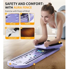 AURA FENCE Pilates Board & Abs Workout Equipment - Portable Pilates Reformer & Ab Machine for Stomach, Thigh & Core, All-in-One Home Gym for Full Body Training