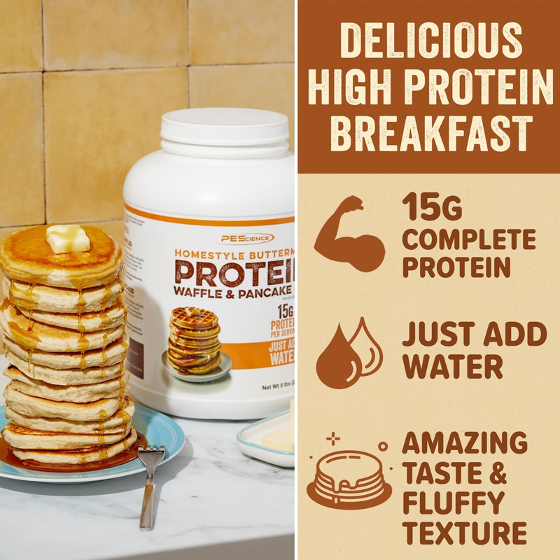 PEScience Protein Pancake Mix for Protein Waffles and Pancakes, Just