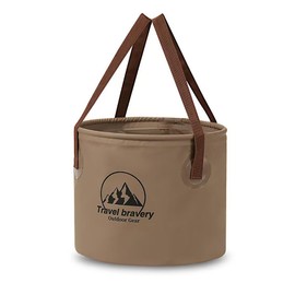 Outdoor Portable Folding Bucket, Picnic, Fishing Bucket, Water Bucket, Large Capacity Handheld Bucket, Suitable for Camping, Hiking, Water Filling, Vegetables and Fruits (Coffeecolour, 10L)