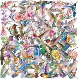 Hummingbird Stickers 50PCS PET Transparent Stickers Nature Decals Waterproof Decorative Decals for Scrapbook DIY Crafts Album Bullet Journal Planner Water Bottles Phone Cases Laptops